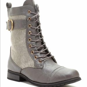 Grey lace up combat style boots